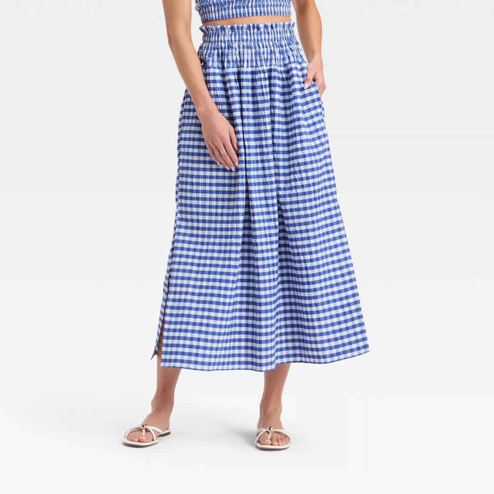 Universal Thread Blue Gingham A-Line Skirt